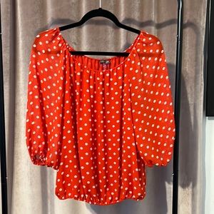 Vince Camuto xs, red with white polka dotted, 3/4 sleeve